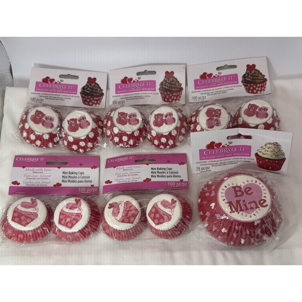 575 Celebrate It Paper Baking MINI Cups for Cupcake, Muffins Red St. Valentine's